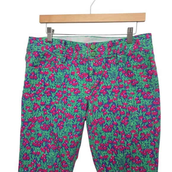 Lilly Pulitzer Women’s Size 10 Green Pink Purple Worth Skinny Mini Pants Stretch - Picture 9 of 10